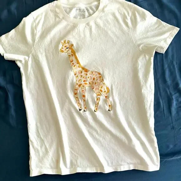 French connection giraffe embroidered tee cute - Picture 2 of 5